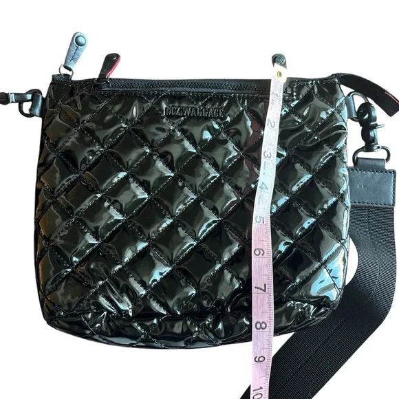 MZ Wallace Small Metro Scout Black Patent Quilted Crossbody Bag - Picture 7 of 11